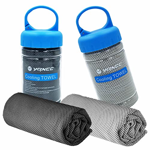YQXCC 2 Pack Cooling Towels (47"x12"), Ice Cool Towel for Neck & Face | Cooling Neck Wraps, Soft Breathable Microfiber Chilly Towel for Yoga, Golf, Gym, Running, Camping & Hot Weather - color: Dark Gray/Light Gray
