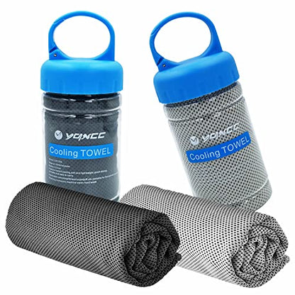 YQXCC 2 Pack Cooling Towels (47"x12"), Ice Cool Towel for Neck & Face | Cooling Neck Wraps, Soft Breathable Microfiber Chilly Towel for Yoga, Golf, Gym, Running, Camping & Hot Weather - color: Dark Gray/Light Gray