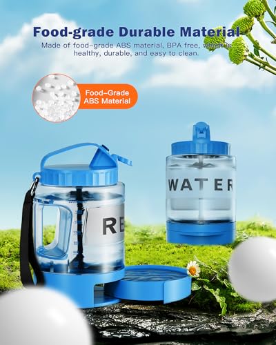 77oz Large Dog Water Bottle - Portable Travel Dog Water Dispenser & Bowl - Leak-Proof Pet Water Jug for Hiking, Camping, Walking & Car Trips, Blue