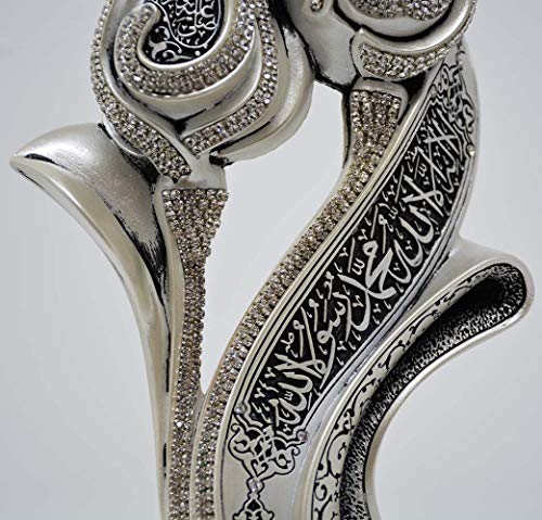 Islamic Table Decor Ramadan Eid Gift Bookend Showpiece Lale Gul Tulip & Rose Allah Muhammad (Mother of Pearl) - color: Mother of Pearl