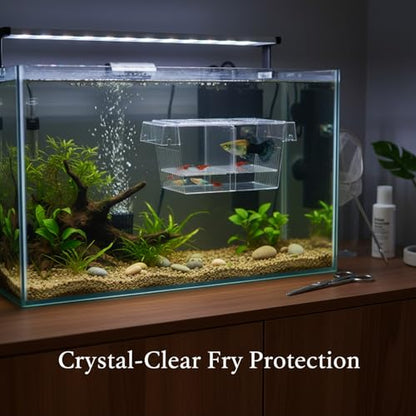 Aquarium Fish Isolation Box, Clear PC Plastic Separator Tank with Divided Compartments (1 PC)