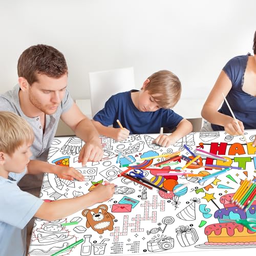 Gatherfun 교실 벽용 자이언트 컬러링 포스터 - 다용도 79.2 x 182.9cm(31.5 x 72인치) 생일 활동 포스터/테이블 커버, 학교 파티, 생일 파티 및 특별 이벤트 장식 - style: 생일 축하합니다