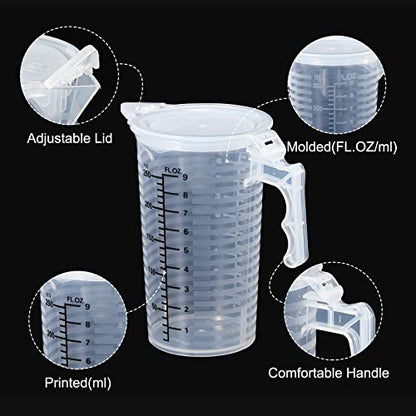 PATIKIL Graduated Beaker, 250ml PP Plastic Liquid Measuring Cup Double Sided Black Graduations with Handle Lid and Spout for Lab Kitchen Home - size: 250ml