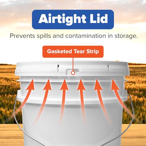 5 Gallon Bucket w/Lid, Food Grade BPA-Free, 3 Pack, White | Airtight Lid, Mallet and Lid Opener Included, Heavy-Duty 90 Mil HDPE Plastic, Food-Safe Durable Container, Made in USA - color: White, size: 3 Packs