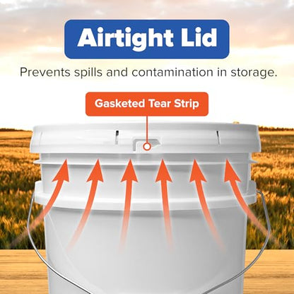 5 Gallon Bucket w/Lid, Food Grade BPA-Free, 3 Pack, White | Airtight Lid, Mallet and Lid Opener Included, Heavy-Duty 90 Mil HDPE Plastic, Food-Safe Durable Container, Made in USA - color: White, size: 3 Packs
