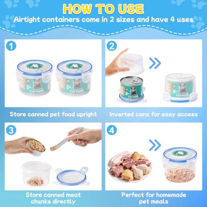 REFLYING Canned Cat Food Storage Lids Reusable Airtight Can Cover | Reusable airtight cat food can lids,Keeps wet food fresh,eliminates odor,Includes SUS 304 spoon and can opener - color: 2 Jar（S）+1 Spoon