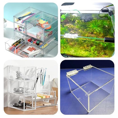 10 Pcs Self-Adhesive Clear Plastic Hinges 65x40mm Acrylic Small Hinges for Crafts Aquarium Lid Hinge Clear Foldable Hinge Tools for Cabinet Glass Furniture Display Stand