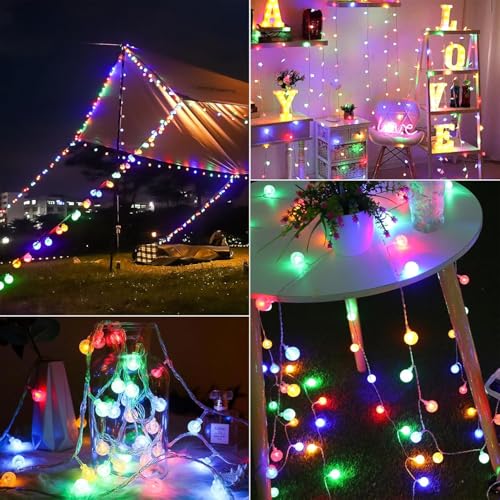 Coloured Globe String Lights Battery Operated,1 Pack 26.2FT 60 LED 16 Colour Changing Water Proof Crystal Ball Outdoor String Lights with Remote Control for Home, Patio,Party,Garden ,Christmas,Easter - color: 16Color Changing-1Pack 26.2FT