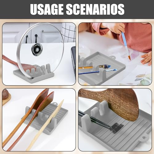 Paint Brush Holder with 4 Slots, Brush Rest Organizer with Drip Tray for Watercolor, Acrylic, Oil Painting and Art Supplies, Light Gray - color: Light Gray
