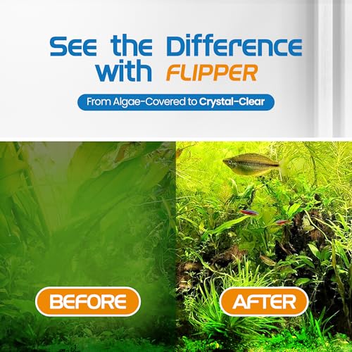 FLIPPER Platinum Stubby Hand Algae Scraper – Aquarium Glass & Acrylic Cleaner with Precision Scraper Blade, Fish Tank Cleaning Tool for Freshwater & Saltwater Aquariums (10” Rigid Shaft) - size: 10 Inches
