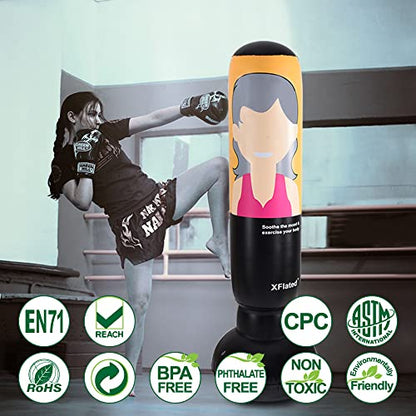 Inflatable Punching Bag for Adults and Kiddly, Free Standing Punching Bag, 58 Inch Boxing Bag, Kickboxing Bag, Punching Dummy for Karate and Taekwondo Practice