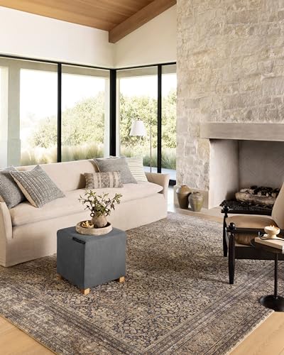 Loloi Amber Lewis Morgan Collection MOG-03 Denim/Multi 11'-6" x 18' 38" Thick Area Rug feat. CloudPile, Neutral, Room Décor, Vintage Inspired, Livingroom, Bedroom, Dining Area - color: Denim / Multi, size: 11'6" x 18' (Rectangular)