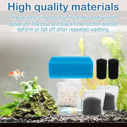 Aquarium Media Maintenance Kit Replacement for Fluval AC30 Power Filter | Includes 1 Blue Foam Filters, 2 Intake Strainer Sponge,1Pack Ceramic Rings and 2 Pack Activated Carbon