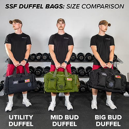 Gym Bag With Moveable & Removable Dividers Made from 1000D Nylon (Utility Duffel - Black) - color: Black, style: Sneaker Bag (Utility)