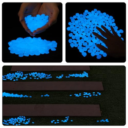 Oubest Fish Tank Rocks Glow Blue/Glow in The Dark Pebbles for Garden/Fish Tank/Aquarium/Plant Pots/Bonsai Walkway/Driveway 200pcs - color: blue