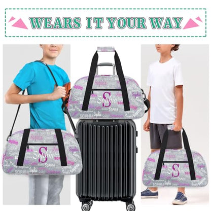 Custom Gym Bag for Girls, Overnight Bags Cheerleaders, Silver Glitters | Personalized Sport Dance Bag Travel Practice Gymnastics Duffel Bag - color: Color 18