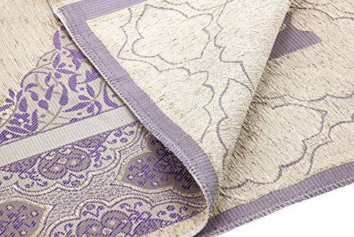 ihvan online Muslim Prayer Rug with 99 Beads Tasbih, Soft Chenille Sajadah, Lightweight & Foldable Janamaz, Portable Travel Prayer Mat, Islamic Gift for Eid, Ramadan, Hajj & Umrah, Dark Lilac - color: Dark Lilac