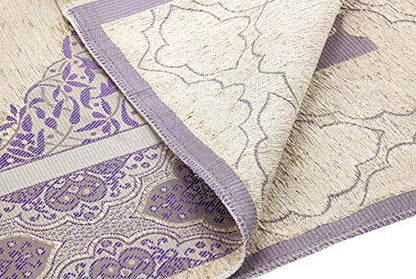 ihvan online Muslim Prayer Rug with 99 Beads Tasbih, Soft Chenille Sajadah, Lightweight & Foldable Janamaz, Portable Travel Prayer Mat, Islamic Gift for Eid, Ramadan, Hajj & Umrah, Dark Lilac - color: Dark Lilac