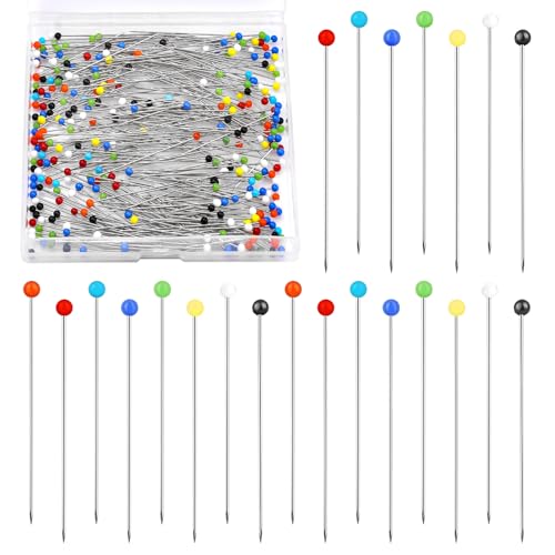 Sewing Pins, 300 PCS Straight Pins for Fabric, Pearlized Ball Head Quilting Pins Long 1.5 inch, Multicolor Corsage Stick Pin for Dressmaker, Jewelry DIY Decoration and Sewing Project - color: Color Mixing