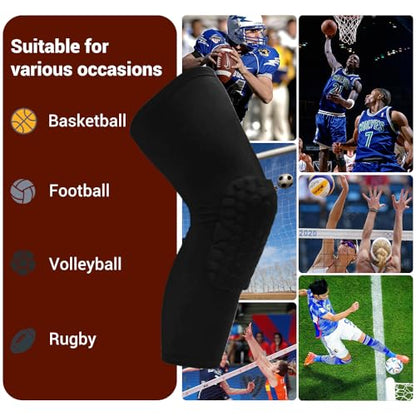 PISIQI Knee Pads Compression Pads Long Leg Sleeve Collision Avoidance Brace Protection Knee Sleeve for Basketball Football Volleyball Cycling (1 Pair) - color: Ni Cai Black, size: Medium