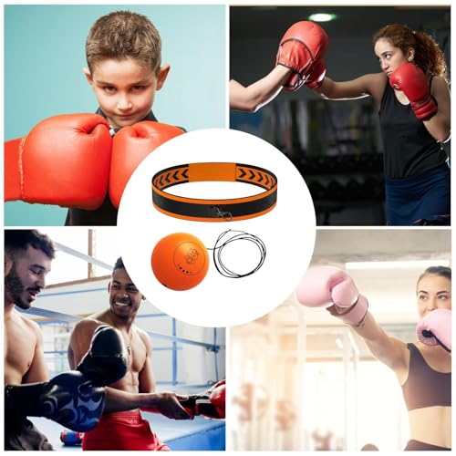 Boxing Reflex Ball Multifunctional Fun Effective Reaction Training | Kids Beginners Punching Headband for Adults Enthusiasts Families Friends Amateurs Lovers Fun Sports Activities - color: Orange ball