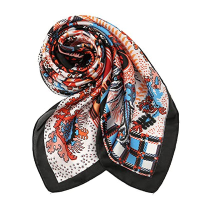RIIQIICHY Women Head Hair Scarf Like Satin Silk Scarf Sleeping Hair Wrapping Night 27.5" - color: Black/Light Blue/Orange/White/Red