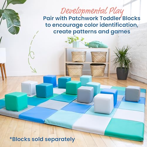ECR4Kids SoftZone Patchwork Activity Folding Play Mat, 58in Square, Baby Essentials, Contemporary - color: Contemporary