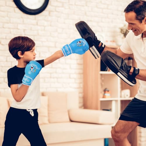 Kids Boxing Gloves, Youth Boxing Training Gloves for Kids 3-9 Year Boys and Girls, 4&6OZ Fighting Gloves, Punching Bag Kickboxing Thai Mitts MMA Training Sparring Gloves - color: Blue, size: 4OZ