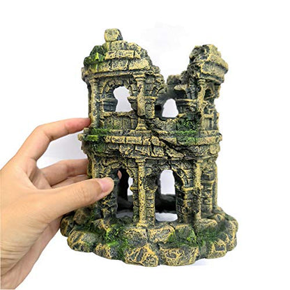 M2cbridge Antique Roman Column Ruins European Castle Aquarium Decorations Fish Tank Hideout Rocks (Roman Column Round) - color: Roman Column Round