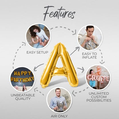 Letter Balloons - EID MUBARAK 16" Inch Alphabet Letters Foil Mylar Balloon Blessed Feast Festival Party Banner (Gold) - color: Gold