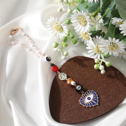 Evil Eye Car Charm 8 Ball Mushroom Ladybug Boho Mirror Hanging | 8 Ball Mushroom Ladybug Hanging Ornament With Beads. Boho Style Car Decor Pendant. Protection Good Luck Positive Energy Car - style: Evil Eye