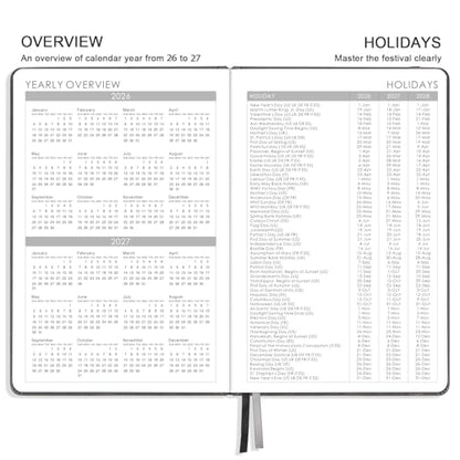 Planner 2026-2027 - 2026-2027 Planner Weekly and Monthly, Jul. 2026 - Jun. 2027, 5.75" x 8.25", Leather Planners with Thick Paper, Hardcover, Pen Loop, Back Pocket with Notes Pages - Grey - color: Grey