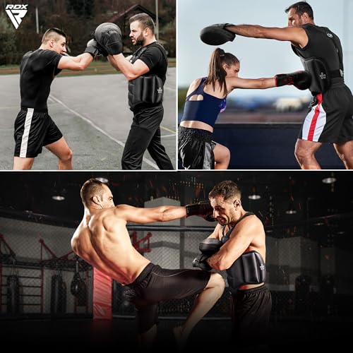 RDX Boxing Body Protector Reversible, Kickboxing MMA Muay Thai Chest Guard, Sparring Training Heavy Punching, Adjustable Shield, Martial Arts Upper Belly Protection Pad, Taekwondo TKD Vest - color: Black, size: XX-Large