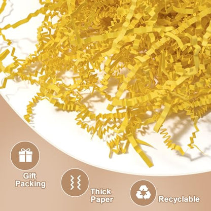 Wowxyz 1 LB Crinkle Cut Paper Shred Yellow Crinkle Shredded Paper for Gift Baskets - Gift Box Bag Filler - Confetti Stuffing for Birthday, Holiday Present Packaging Wrapping - color: Yellow