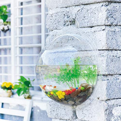 iplusmile Wall Mounted Fish Bowl 5.90 Inch Acrylic Hanging Aquarium Tank Transparent Fish Tank Home Decor Space Saving Design - size: 6 Inch