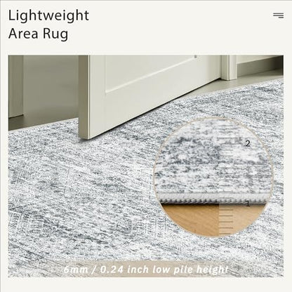 Soalmost 3x5 Rugs Non-Slip, Small Washable Kitchen Entryway Area Rug Grey - color: Grey, size: 3' x 5' (Rectangular)