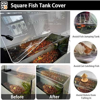 Custom Aquarium Lid Tank Hood Top Cover Anti-Jumping Net Cover, Acrylic Clear Fish Tank Cover Canopy, Cut to Any Size - size: 41x21.5cm/16.1x8.5inch