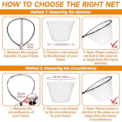 2Pcs Rubber Fishing Net Replacement Netting Without Handle Fly Fish Landing Nets Bag Foldable Trout Net Rubber Mesh for Freshwater Saltwater - color: White