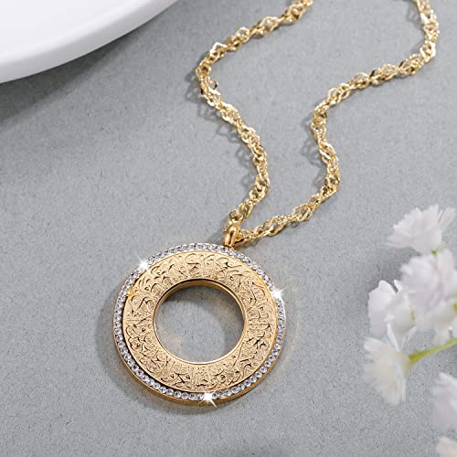 Qitian Islamic Jewelry Gifts for Women Muslim Pendant Gold Allah Arabic Necklaces Ayatul Kursi Necklace Islam Eid Ramadan Gifts - color: A-Gold