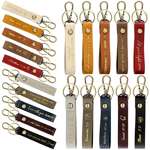 20 Pcs Christian Key Chain Leather Religious Keychain Inspirational Bible Key Chains Verse Quote Keychains Easter Day Gift - color: Multi Colors