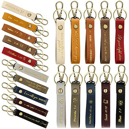 20 Pcs Christian Key Chain Leather Religious Keychain Inspirational Bible Key Chains Verse Quote Keychains Easter Day Gift - color: Multi Colors