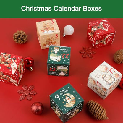 ONESING DIY 2025 Christmas Advent Calendar Boxes - 24 Days Countdown Calendar Gift for Adults and Kids Christmas Colorful Cardboard Number Boxes Make & Fill Your Own Advent Calendar Boxes-24 Pcs - color: Style-G