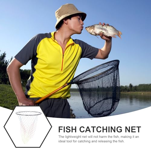 BESTonZON Replacement Fishing Mesh Net Head 40cm Stainless Steel Portable Fish Landing Net with Colorful Printed Mesh and 8mm Connector for Freshwater and Saltwater Fishing