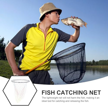 BESTonZON Replacement Fishing Mesh Net Head 40cm Stainless Steel Portable Fish Landing Net with Colorful Printed Mesh and 8mm Connector for Freshwater and Saltwater Fishing