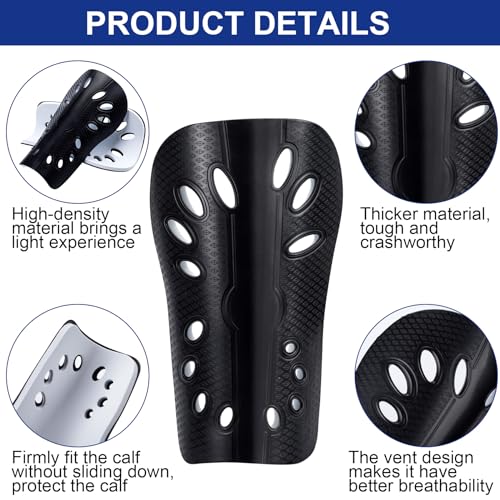 ANCIRS 2 Pair Soccer Shin Guards for Youth, Breathable Shin Guard Sleeves for Football Games, Protective EVA Cushion for Youth Men & Women - color: Red & Black