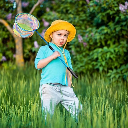 Fishing Nets with Bucket Fishing Retractable Landing Net Lightweight Aluminum Pole with Non-Slip Handle for Catch and Release and Release Frogs Butterfly Youth Outdoor - style: Blue