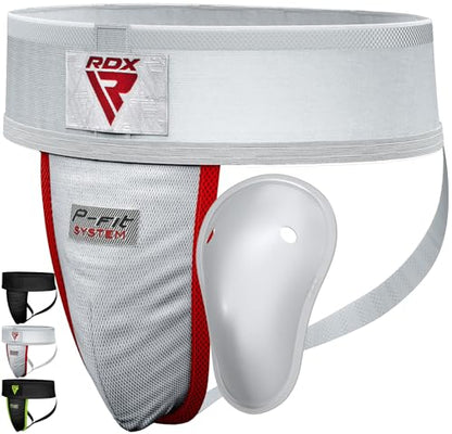 RDX Groin Protector Cup Men, Boxing Kickboxing MMA Muay Thai Sparring Groin Guard, Ventilated Adjustable,Karate Fighting Training, Underwear Jiu Jitsu BJJ Protection, Boys Youth - color: White, size: Large