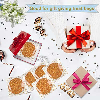 COQOFA 100 Pcs Star Printed Sealable Gift Wrap Cello Cellophane Bags Self sealing Adhensive Treat Bags Party Favor bags (4x6inch, Gold)… - color: Gold(Self-sealing), size: 4x6 in