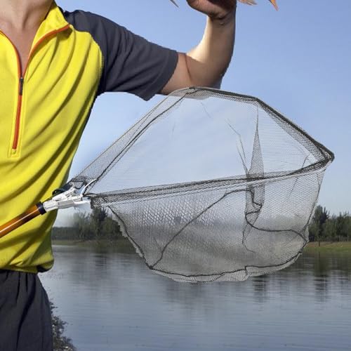 Cabilock Detachable Folding Fishing Net Head Solid Stainless Steel Frame Portable Replacement Net for Lakes Rivers Boats with Strong Tensile Strength and Fish-Friendly Design