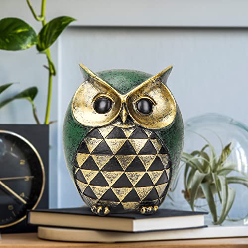 Leekung Owl Statue for Home Decor Accents,Owl Decor for Modern Bathroom Bookshelf Bedroom Mantle Living Room Home Office TV Stand Shelf Boho Decorations,Retro Decor Small Bird Items Gift for Women - color: Green